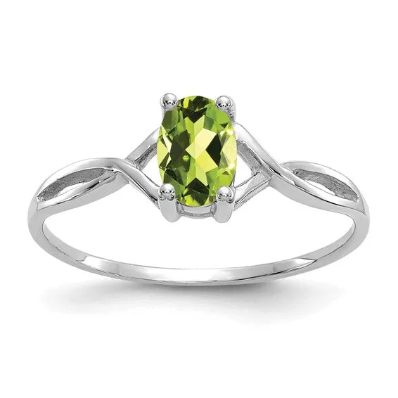 14k White Gold Genuine Oval Birthstone Rings
