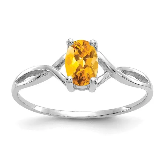 14k White Gold Genuine Oval Birthstone Rings
