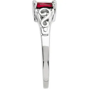 14k White Gold January Imitation Birthstone Ring , Size 5
