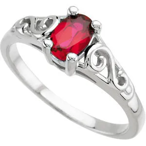 14k White Gold January Imitation Birthstone Ring , Size 5