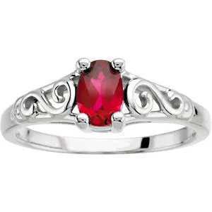 14k White Gold January Imitation Birthstone Ring , Size 5
