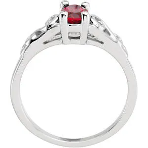 14k White Gold January Imitation Birthstone Ring , Size 5