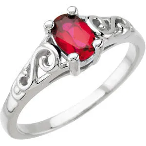 14k White Gold January Imitation Birthstone Ring , Size 5
