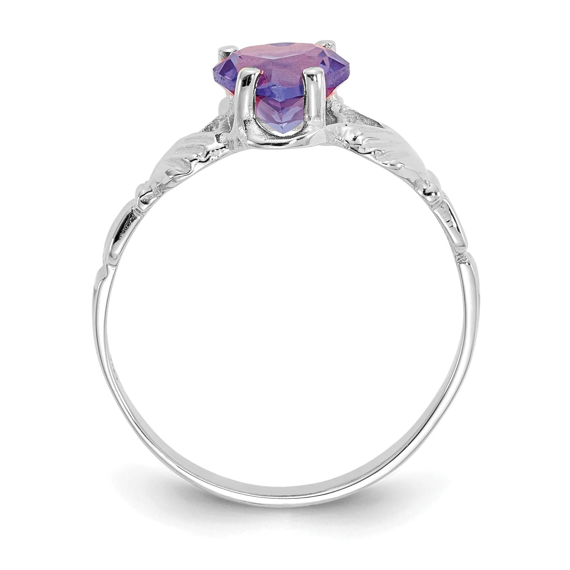 14k White Gold June Birthstone Claddagh Ring