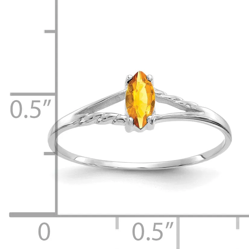 14k White Gold Polished Citrine Birthstone Ring