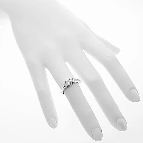 14K White Gold Three Stone Trellis Princess Diamond Anniversary Ring 0.61 Ctw