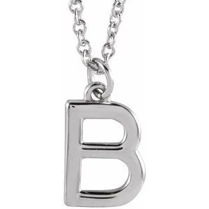 14K White Initial B Dangle 18" Necklace