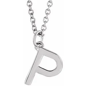 14K White Initial P Dangle 18" Necklace