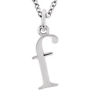 14K White Lowercase Initial f 16" Necklace
