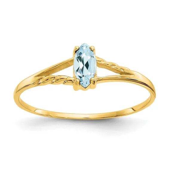 14k White or Yellow Gold Marquise Birthstone Rings