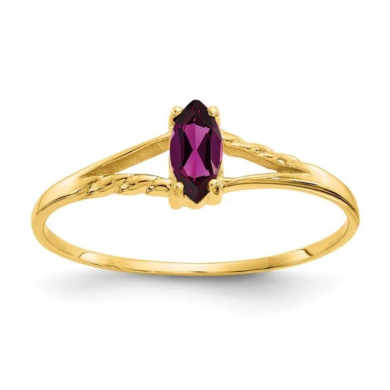 14k White or Yellow Gold Marquise Birthstone Rings