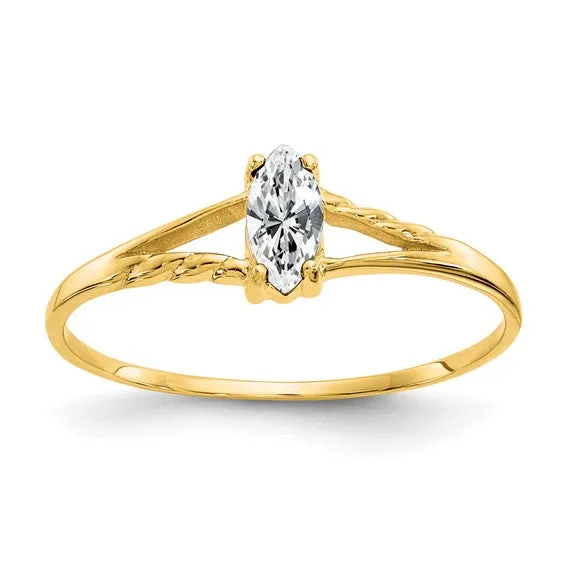 14k White or Yellow Gold Marquise Birthstone Rings