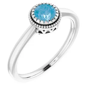 14K White Swiss Blue Topaz "December" Birthstone Ring