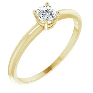 14K Yellow 3 mm Round Imitation Diamond Birthstone Ring Size 3