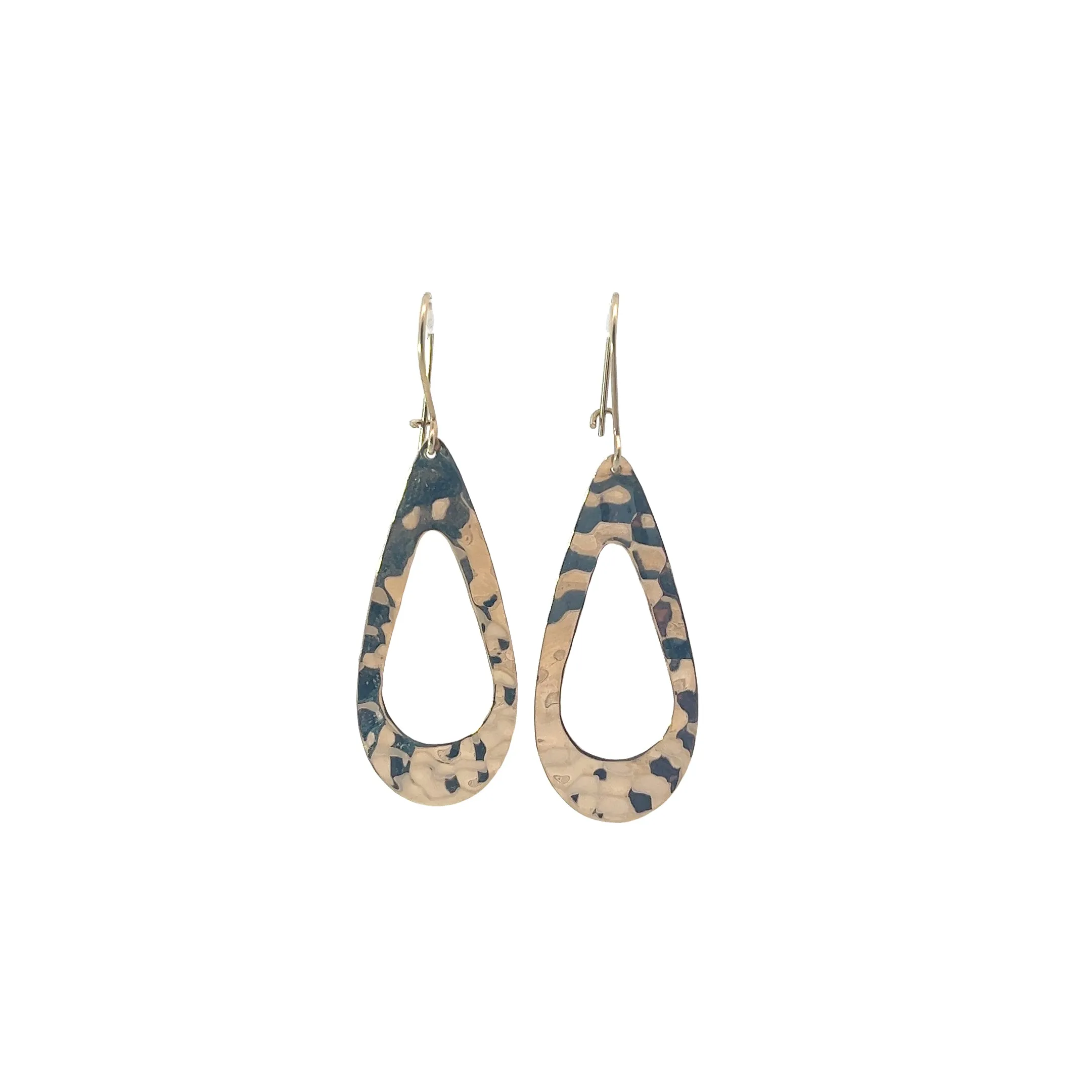 14K YELLOW GOLD  1.8 GRAMS HAMMERED LOOK DANGLE EARRINGS