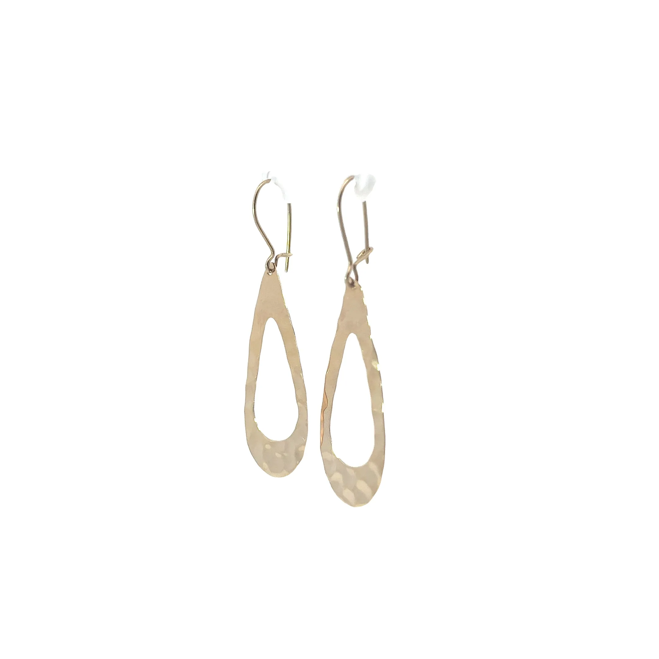 14K YELLOW GOLD  1.8 GRAMS HAMMERED LOOK DANGLE EARRINGS