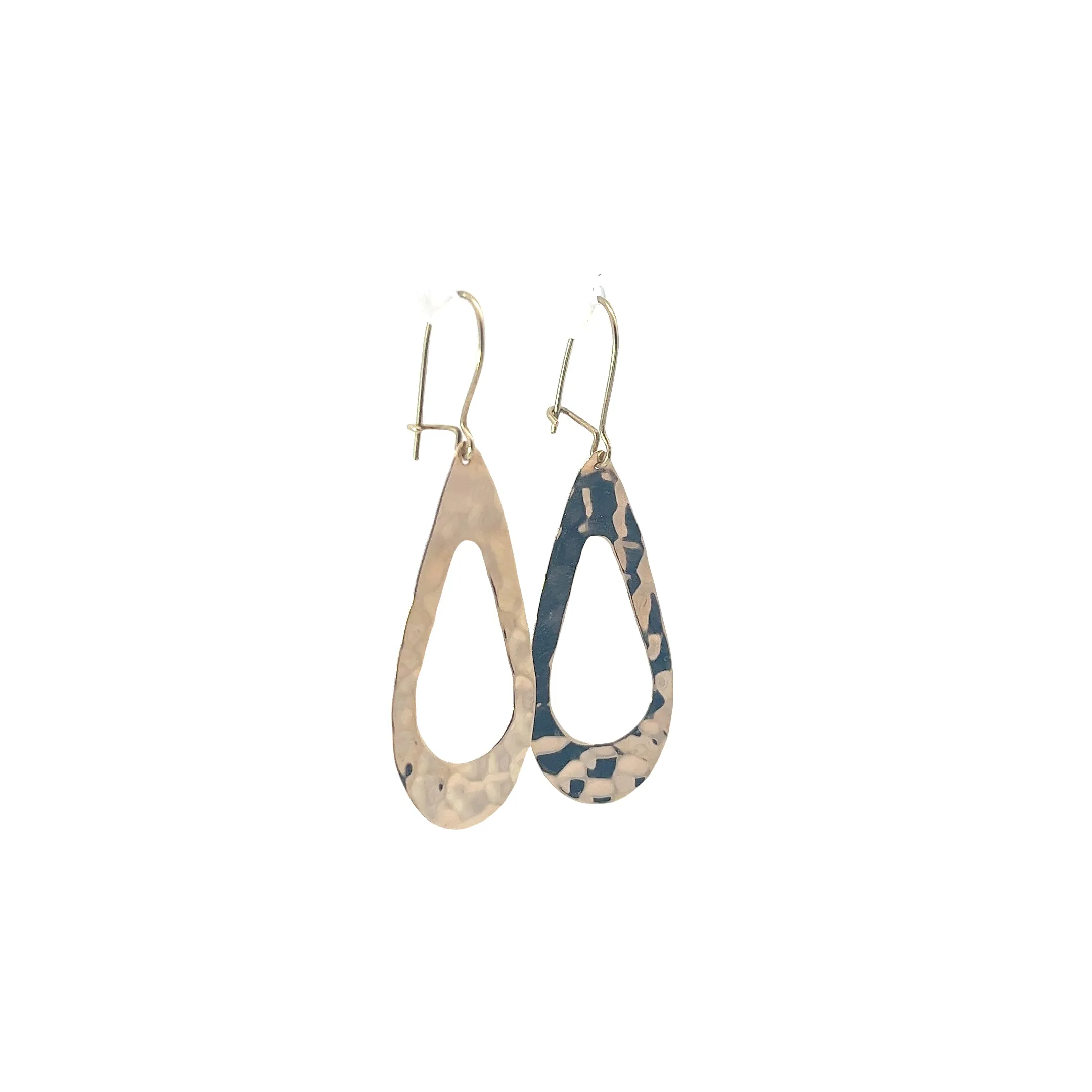 14K YELLOW GOLD  1.8 GRAMS HAMMERED LOOK DANGLE EARRINGS