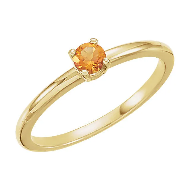 14k Yellow Gold Citrine "November" Youth Birthstone Ring	, Size 3