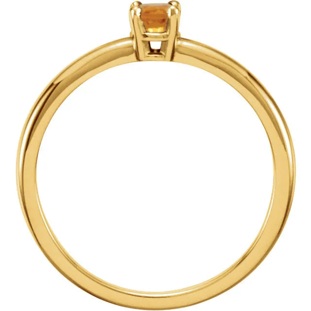 14k Yellow Gold Citrine "November" Youth Birthstone Ring	, Size 3