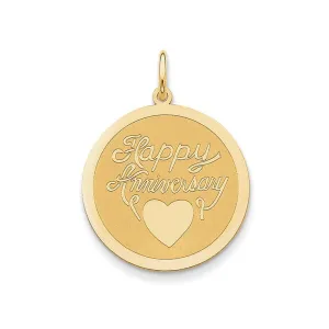 14k Yellow Gold Happy Anniversary Charm Pendant