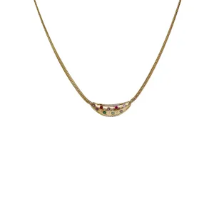 14k Yellow Gold Multicolored Gemstone Pendant Necklace