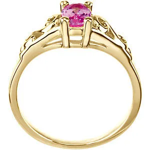 14k Yellow Gold October Imitation Birthstone Ring , Size 5