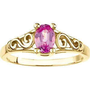 14k Yellow Gold October Imitation Birthstone Ring , Size 5