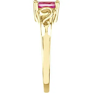 14k Yellow Gold October Imitation Birthstone Ring , Size 5