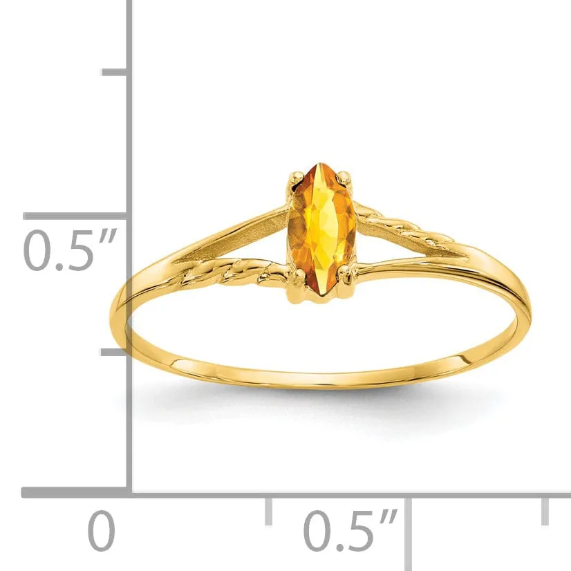 14k Yellow Gold Polished Citrine Birthstone Ring