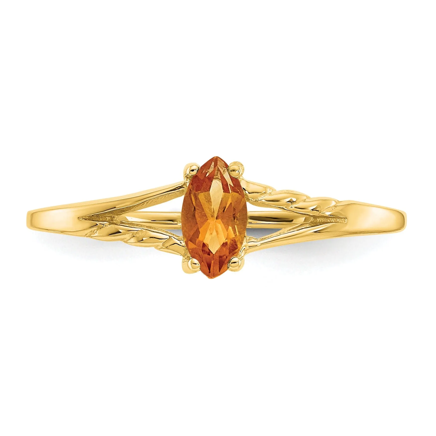 14k Yellow Gold Polished Citrine Birthstone Ring
