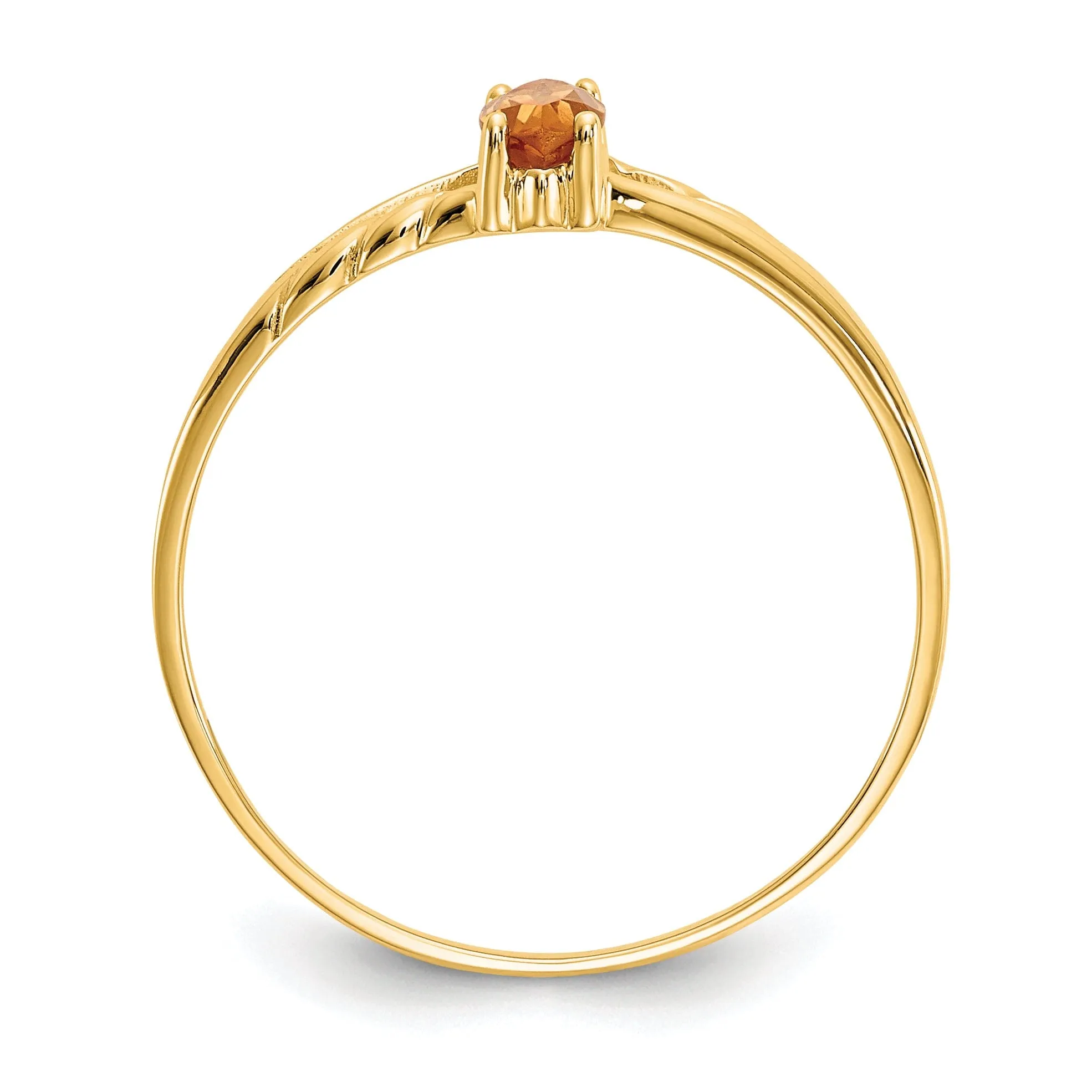 14k Yellow Gold Polished Citrine Birthstone Ring