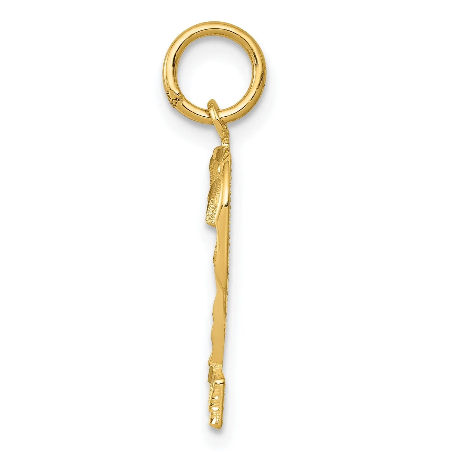 14K Yellow Gold Polished Diamond Cut Finish Medium Size Number 2 Charm Pendant