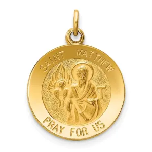 14k Yellow Gold Saint Matthew Medal Pendant
