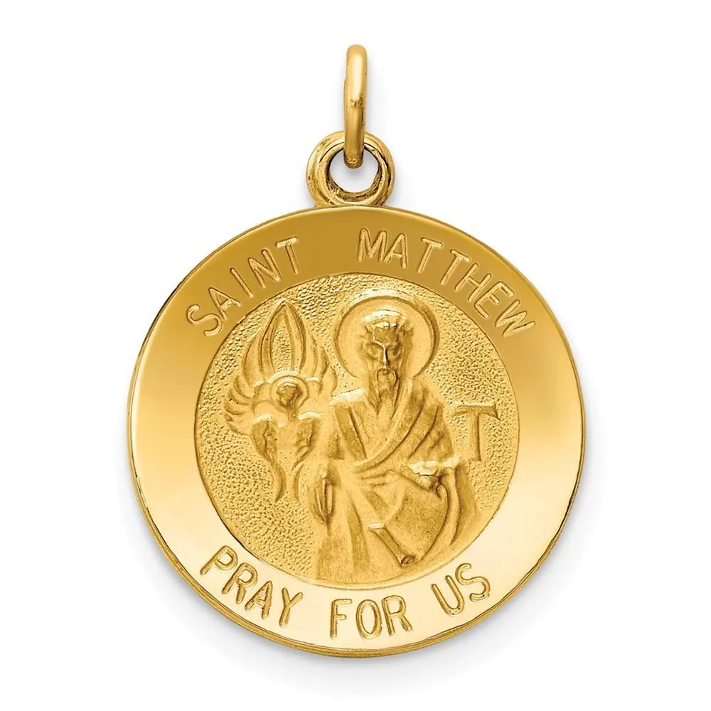 14k Yellow Gold Saint Matthew Medal Pendant