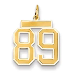 14k Yellow Gold Satin Brush Finish Medium Size Number 89 Charm Pendant