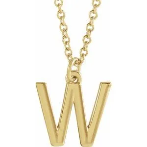 14K Yellow Initial W Dangle 18" Necklace