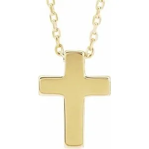 14K Yellow Petite Cross 16-18" Necklace