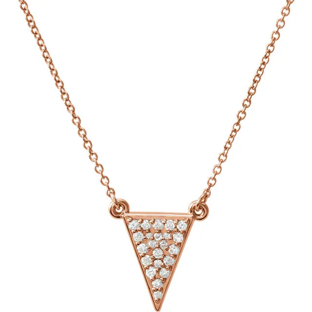 14KT Rose Gold 1/5 Carat Diamond Triangle Chain Necklace