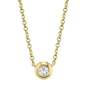 14kt Yellow Gold Diamond Bezel Necklace, 0.05ct