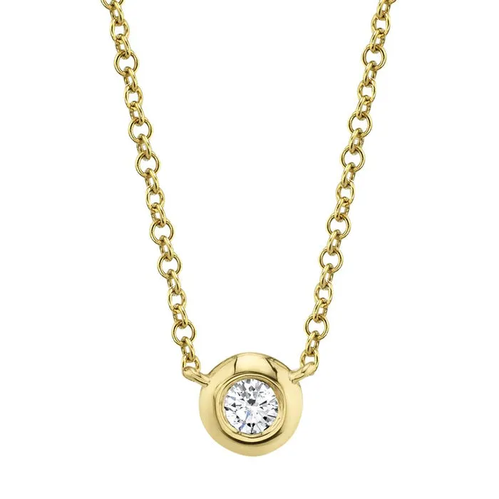 14kt Yellow Gold Diamond Bezel Necklace, 0.05ct