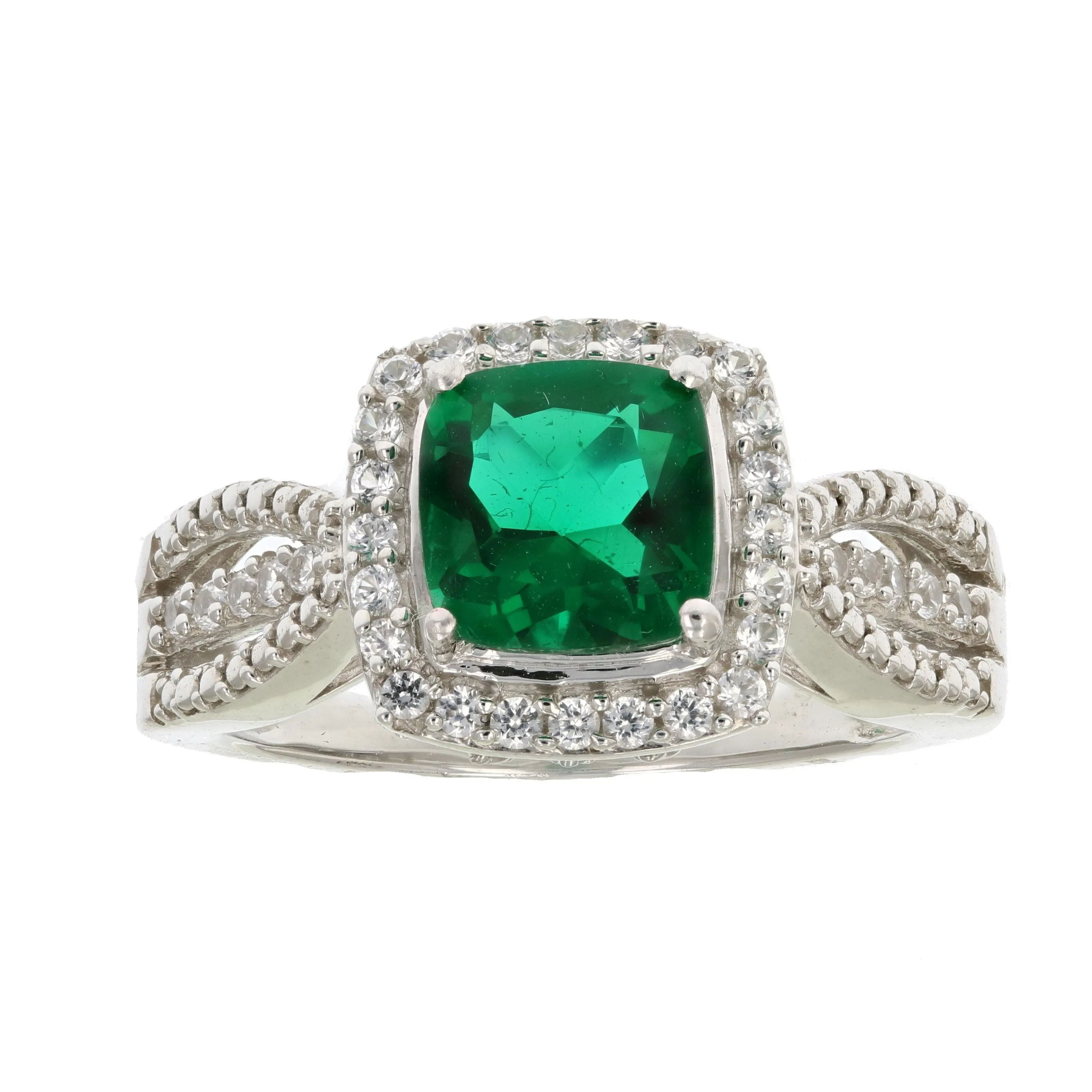 1.50 cttw Pick Your Birthstone Gemstone 7 MM Cushion Ring .925 Sterling Silver Created Blue Sapphire Size 7