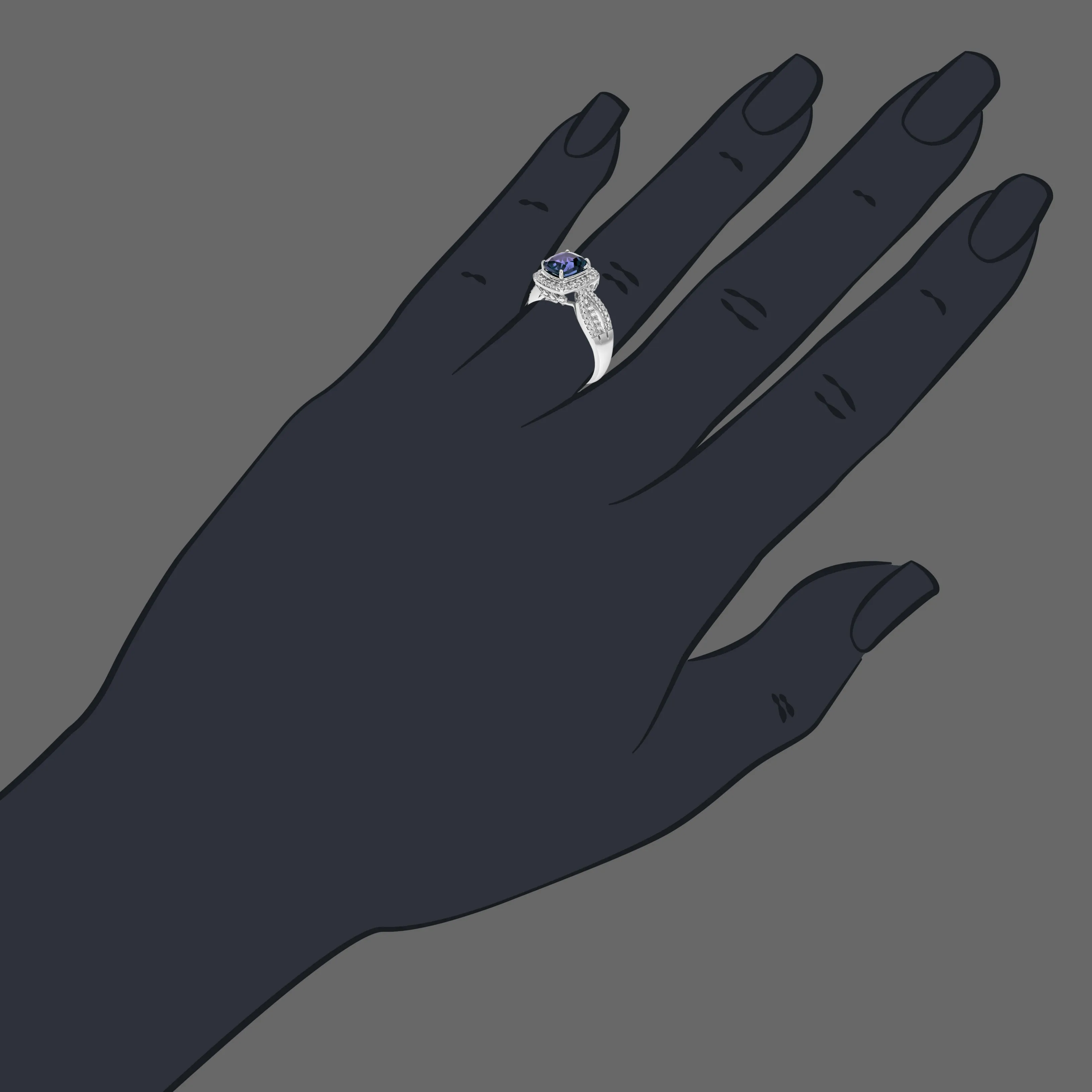 1.50 cttw Pick Your Birthstone Gemstone 7 MM Cushion Ring .925 Sterling Silver Created Blue Sapphire Size 7