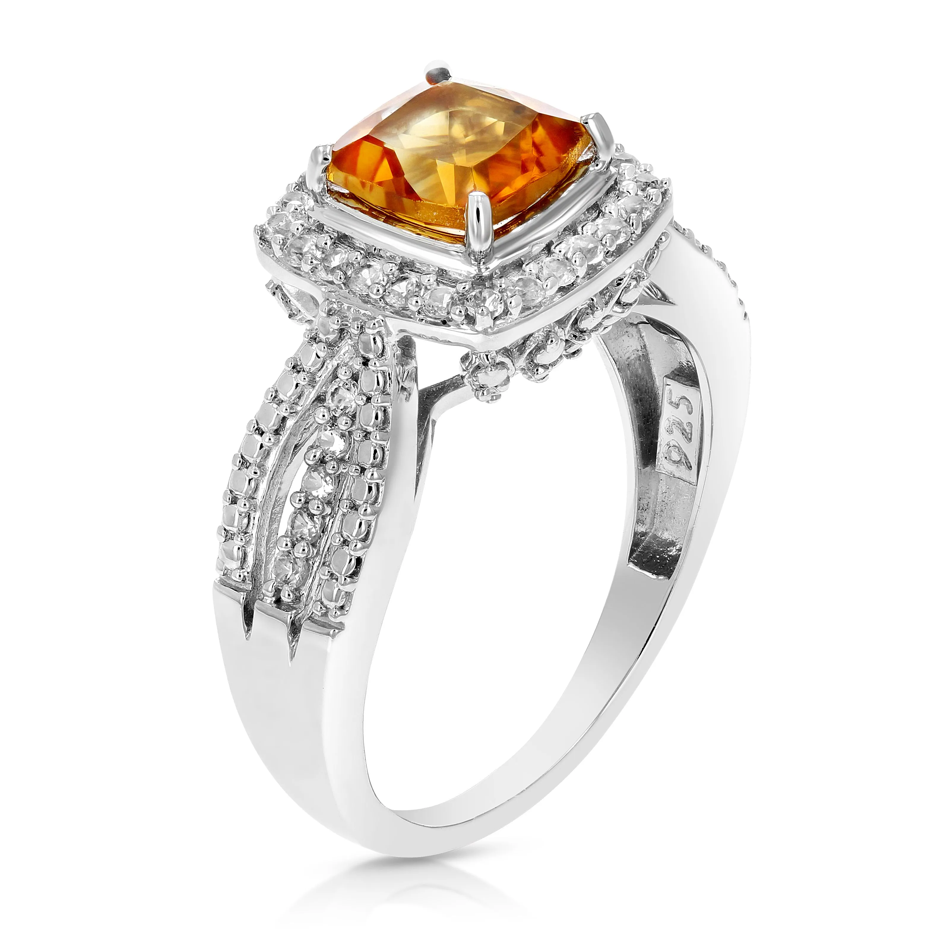 1.50 cttw Pick Your Birthstone Gemstone 7 MM Cushion Ring .925 Sterling Silver Created Citrine Size 7