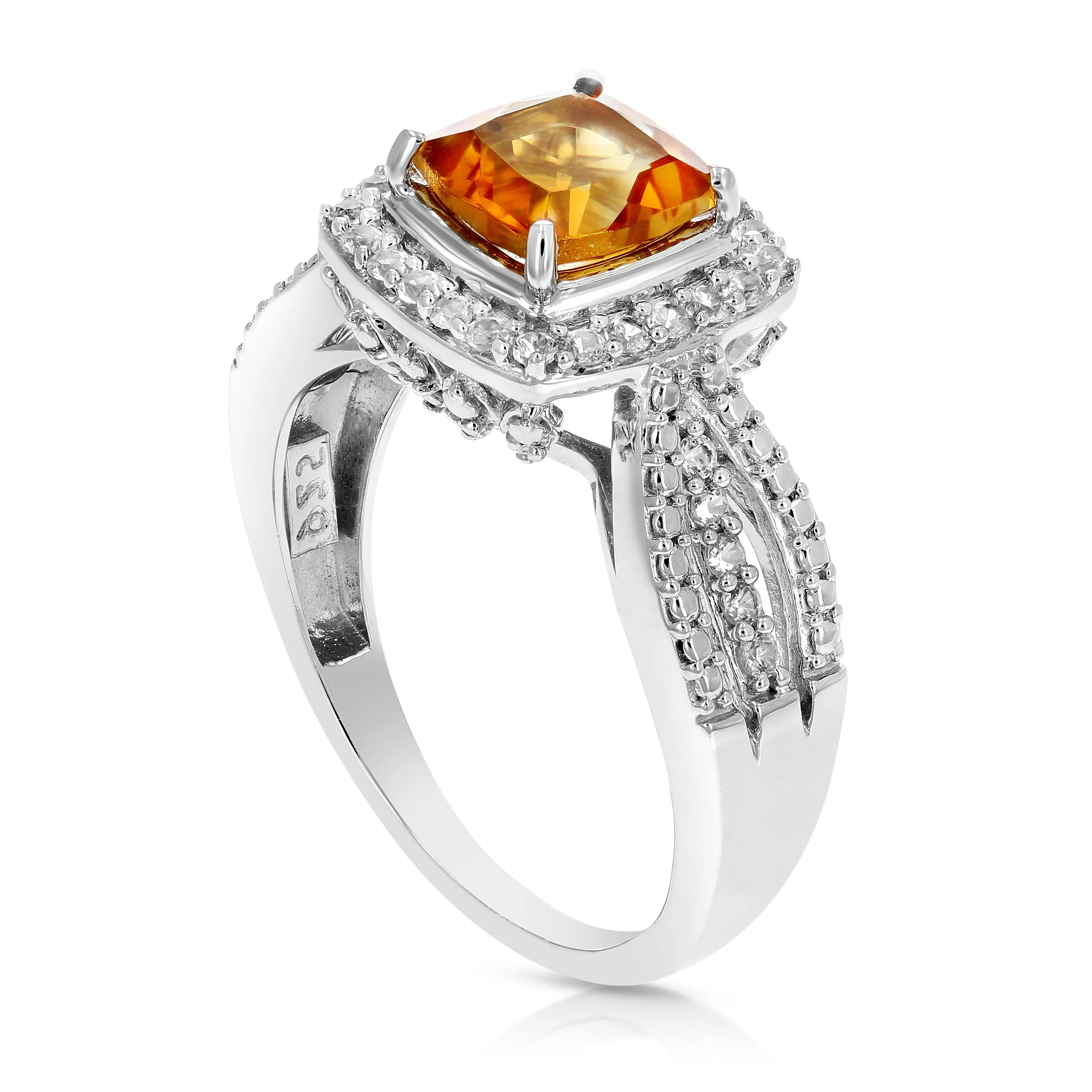 1.50 cttw Pick Your Birthstone Gemstone 7 MM Cushion Ring .925 Sterling Silver Created Citrine Size 7