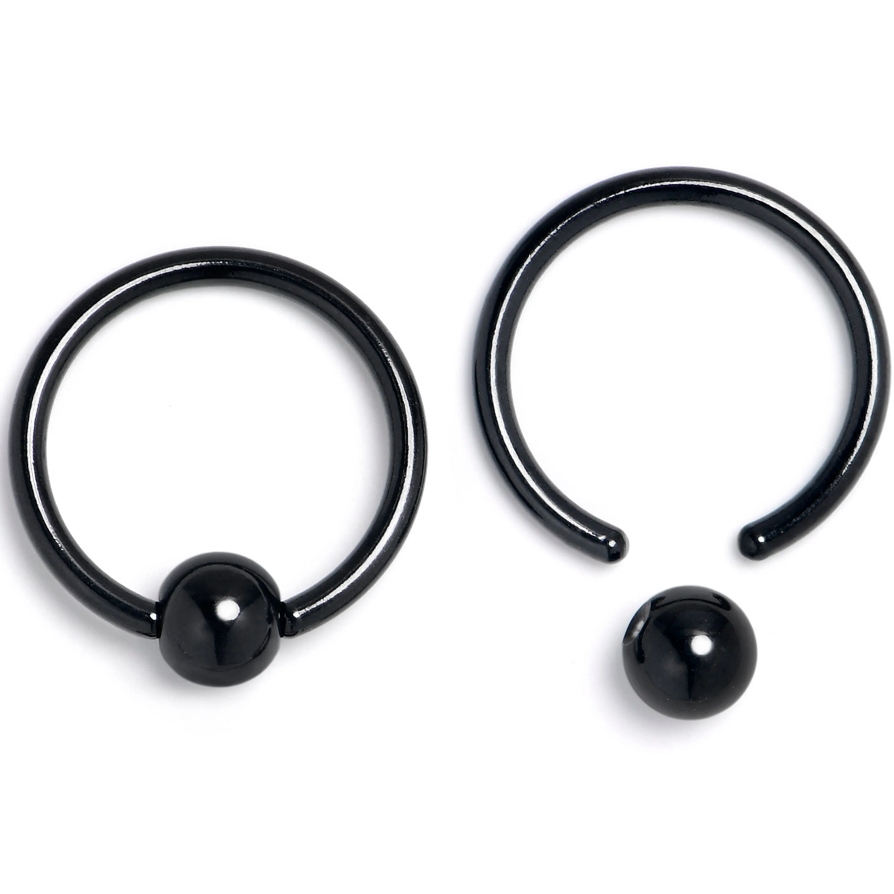 16 Gauge 3/8 Red Gem Black Bat BCR Captive Ring Set of 4