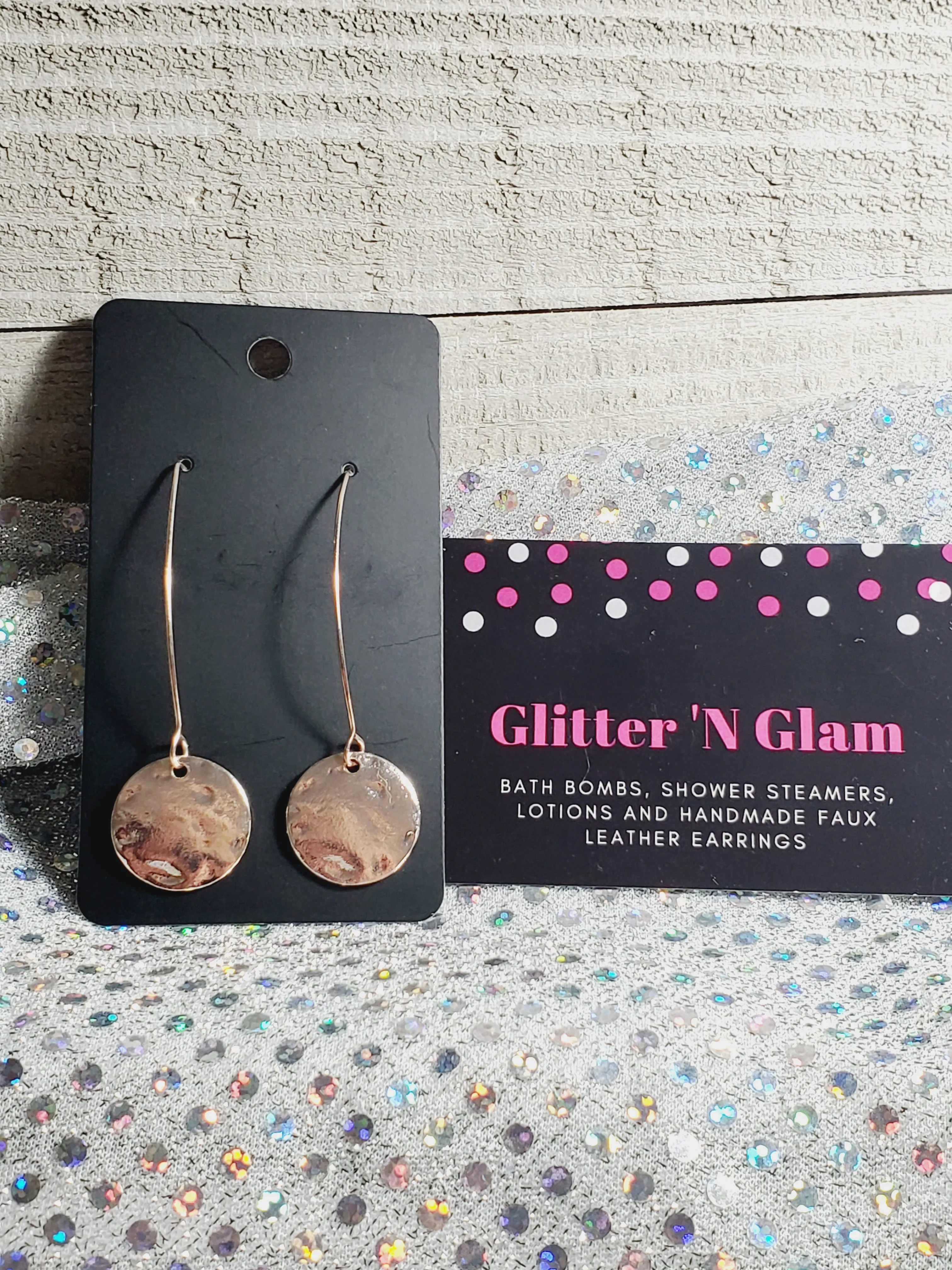 177 Rosegold Distressed Circle Dangle Earrings