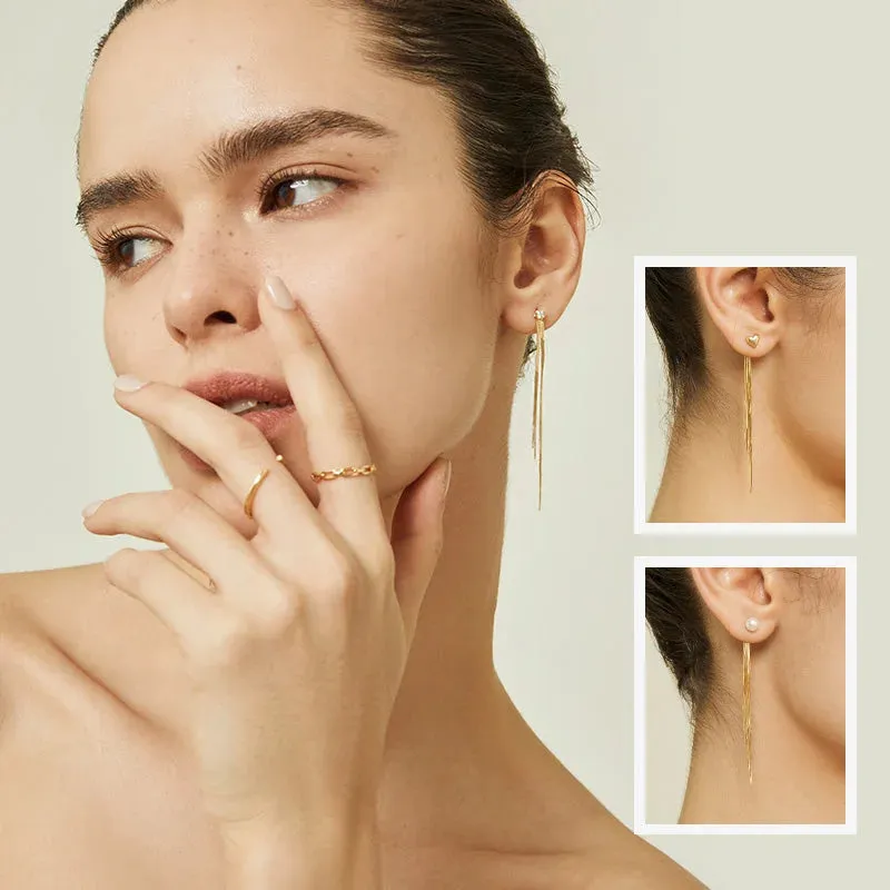 18K Gold earring Imitation Tassel Eardrop Earrings