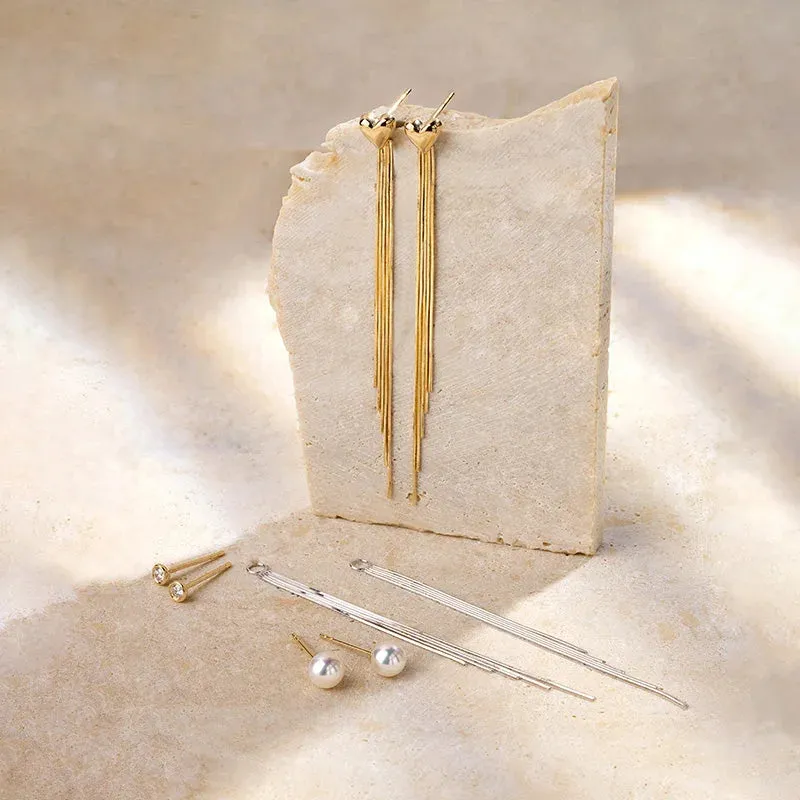 18K Gold earring Imitation Tassel Eardrop Earrings