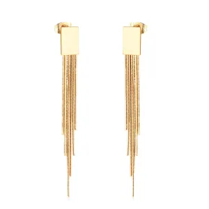 18K Gold-Plated Rectangle Tassel Drop Earrings
