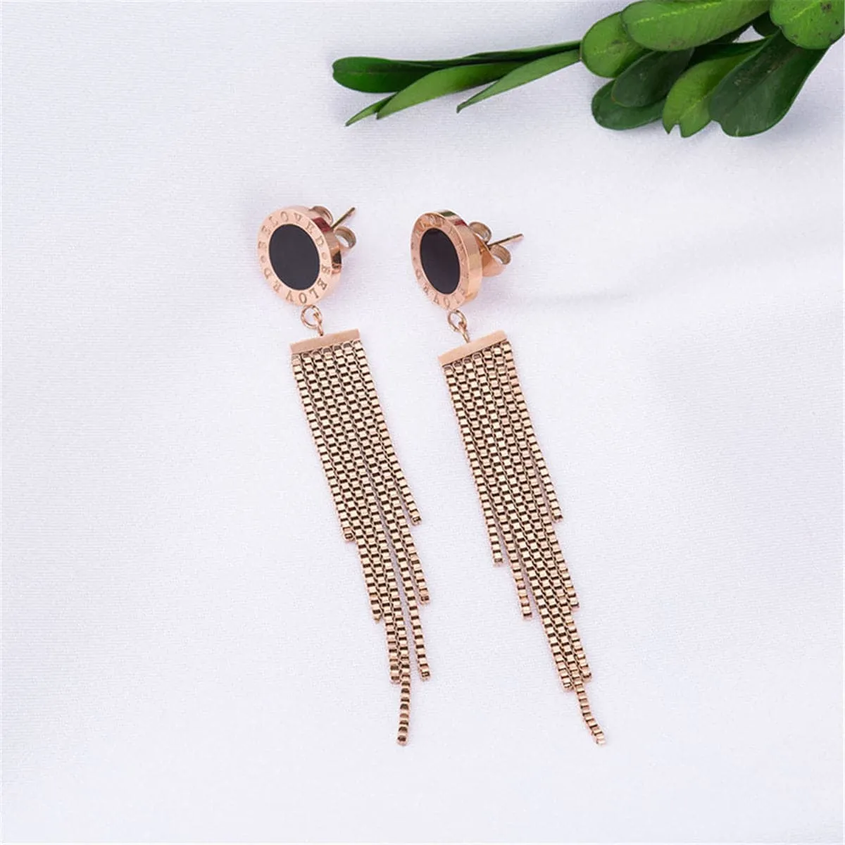 18K Rose Gold-Plated 'Beloved' Tassel Drop Earring